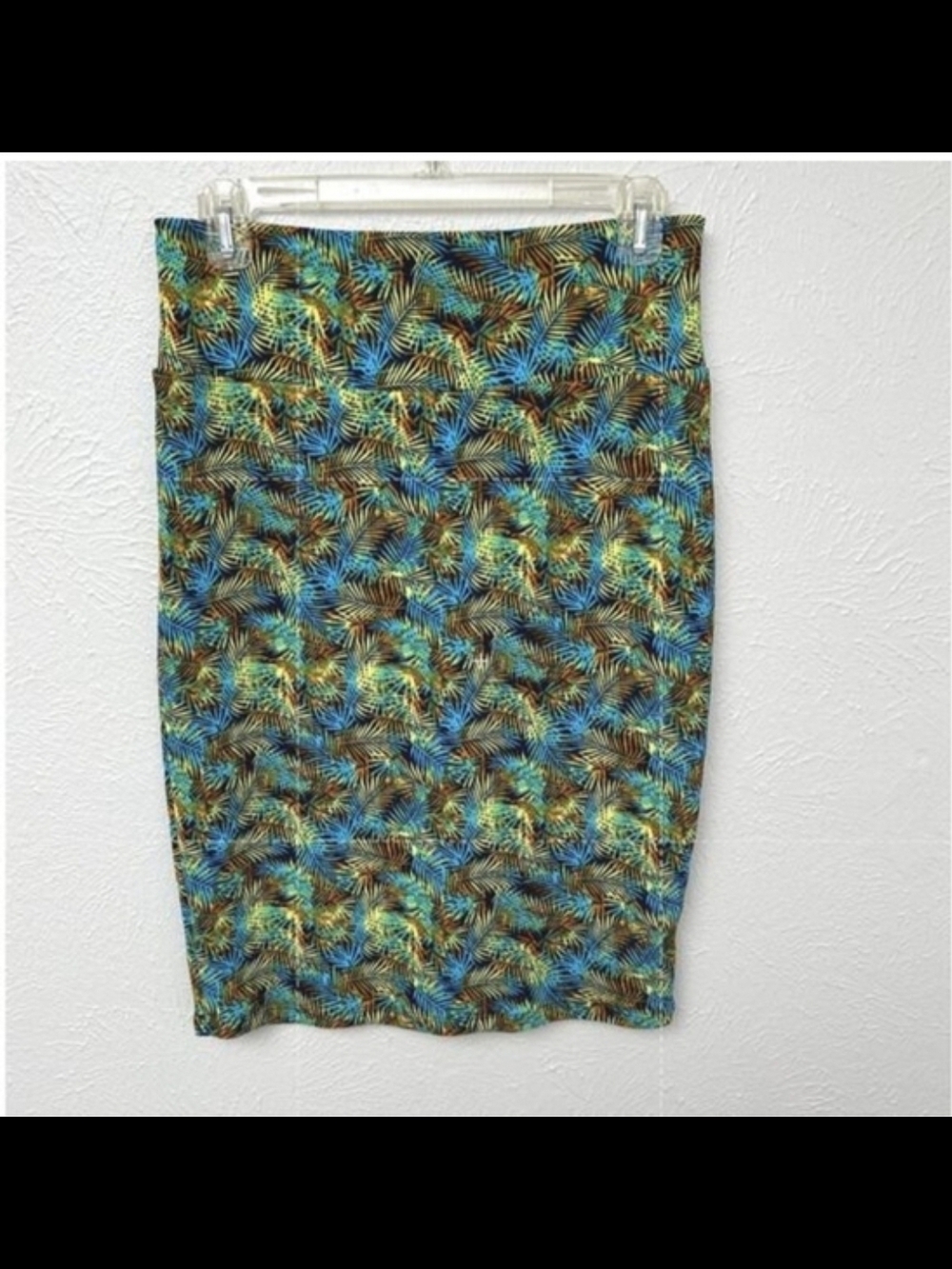LuLaRoe Tropical Leaf Print Pencil Skirt in Teal & Brown